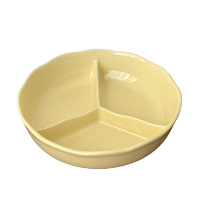 奶油风ins圆形三格减脂分餐盘