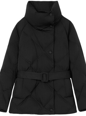 【匈牙利白鹅绒】LANCY/朗姿2025冬季新款气质翻领收腰中长羽绒服