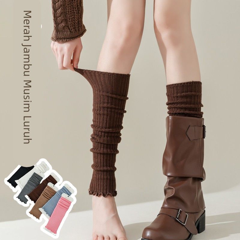 日系粗线袜套春秋薄款y2k美拉德靴袜长筒木耳小腿堆堆时髦女袜子