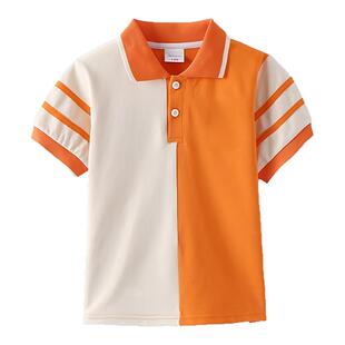 中小学生校服春夏棉质T恤幼儿园园服夏季装班服黄色黑边条纹上衣