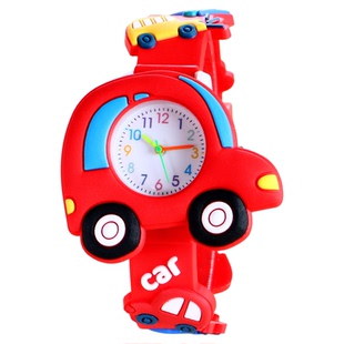 可爱卡通儿童小汽车手表幼儿园宝宝石英表男孩女孩防水硅胶软表带