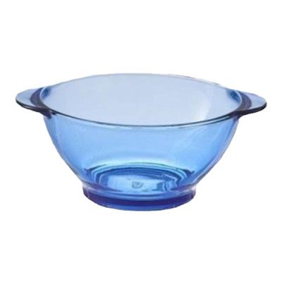 玻璃碗双耳带盖耐高温水果沙拉餐盘汤碗玻璃煲微波炉专用蓝色餐盘