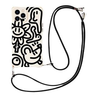 迪加尼简笔画适用iphone15手机壳斜挎可背苹果17promax挂绳13背带ip小众17pro防摔11高级16promax新款14硅胶