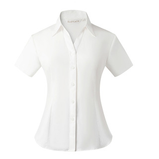 面试白衬衫女短袖夏季新款职业工作服高级工装通勤女士白色衬衣夏