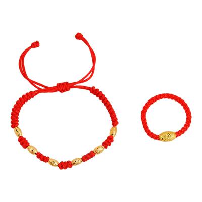 古法沙金红绳手链男女款