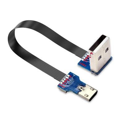 USB公转micro usb母延长线弯头直角转接传输数据线手机充电供电电源线快速充电USB2.0安卓航拍软排线车载