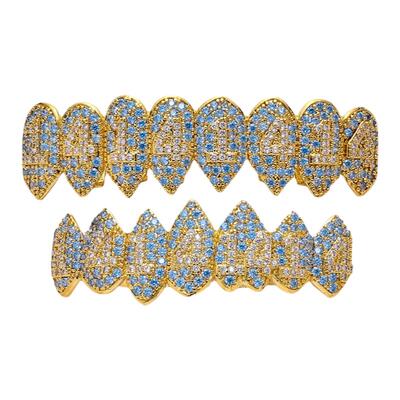 欧美嘻哈Rapper微镶锆石1414牙套GRILLZ尖牙吸血鬼镶钻万圣节假牙