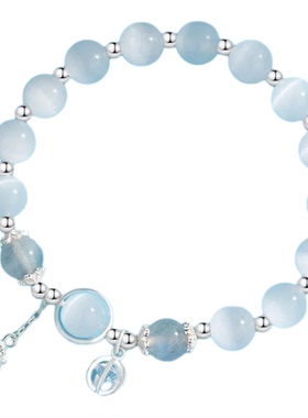 转运珠猫眼石手链女生纯银轻奢小众精致2025新款水晶手串生日礼物