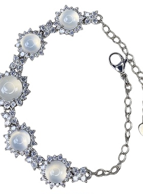 天然冰种正阳绿翡翠蛋面玉手链