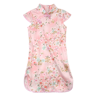 女童真丝旗袍儿童古风日常可穿宝宝汉服裙子女孩新中式服装夏薄款