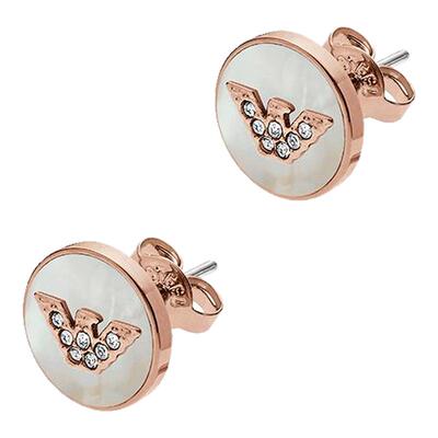 阿玛尼耳钉女夏季玫瑰金贝母