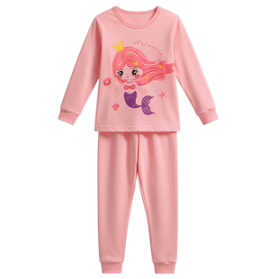 秋冬女童秋衣秋裤套装 纯棉100%卡通中大童衬衣衬裤儿童家居服A类