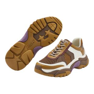 ASH YOUTH「融巧」女鞋老爹鞋秋冬款真皮网面厚底增高运动休闲鞋