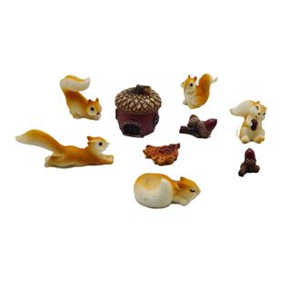 仿真动物模型小号松鼠坚果松果屋微缩景观趣味造景潮玩盲盒小摆件