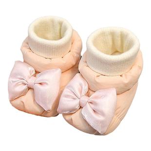 冬季公主软底鞋女宝宝加绒保暖0-6-12月婴儿学步棉鞋袜鞋松紧防掉