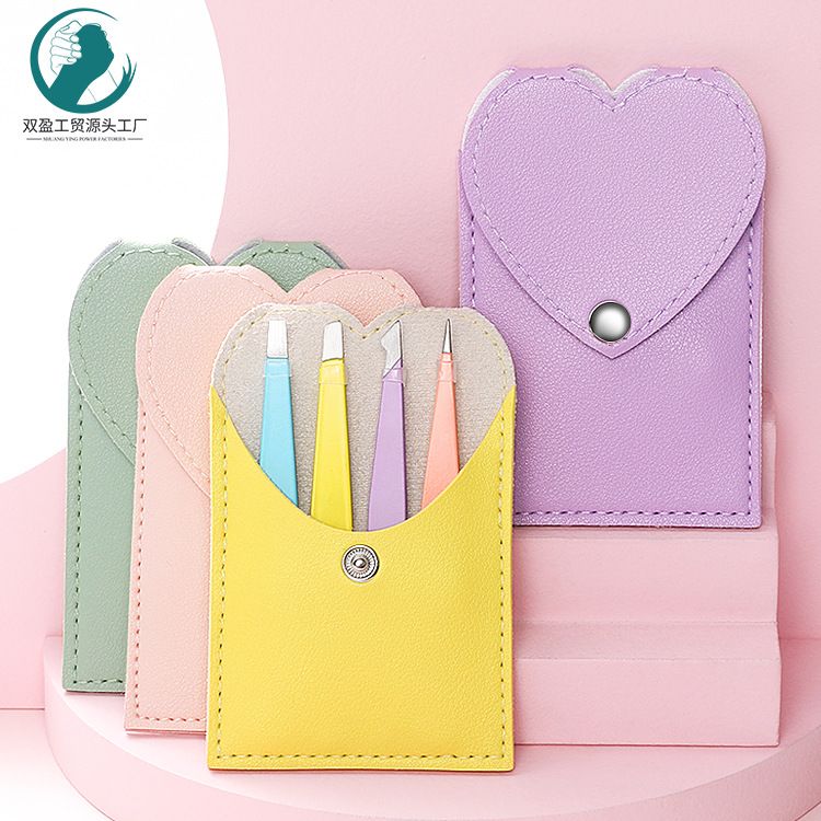 厂家直供美妆工具不锈钢眉夹拔毛拔胡子夹斜口工具镊子4件套