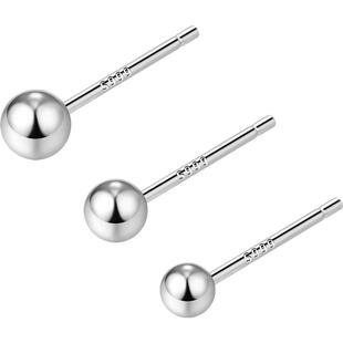 999纯银耳钉女养耳洞防堵针小耳环男耳骨钉睡觉免摘足银耳针耳饰