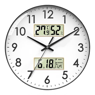 钟表挂钟客厅2026新款轻奢高级感静音卧室电子时钟家用挂墙免打孔