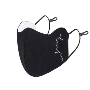 口罩女士秋冬季保暖防寒加大加厚纯棉全棉布透气冬天女性时尚黑色