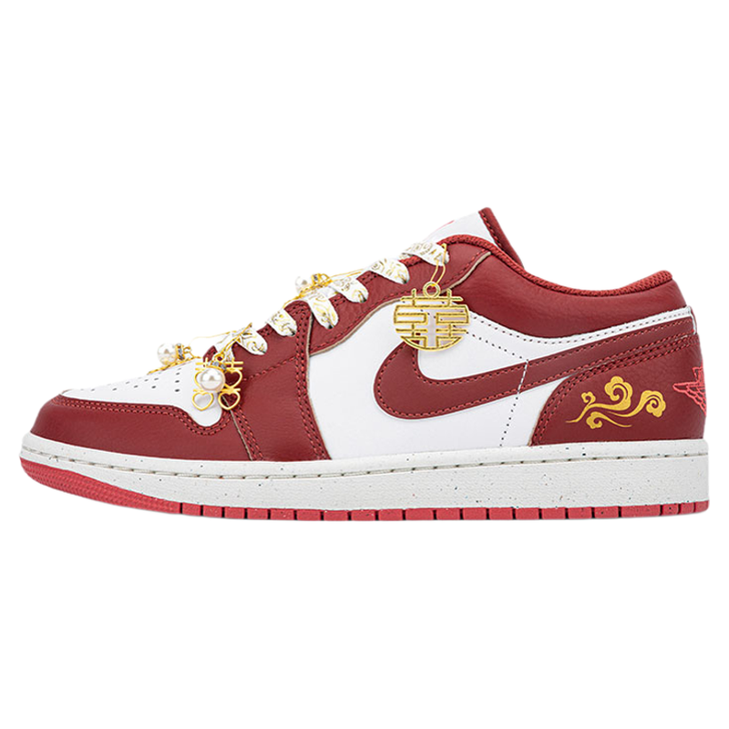 Nike耐克 Air Jordan 国风祥云秀禾婚鞋新娘鞋红色低帮定制球鞋