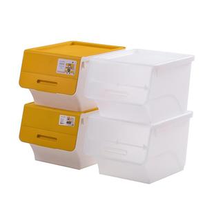 茶花儿童玩具前开式斜翻盖塑料整理周转箱翻盖零食家用收纳盒小号