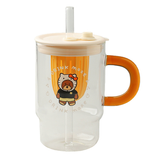 舍里耐热玻璃杯大容量高硼硅茶水分离泡茶杯办公室喝水杯子吸管杯