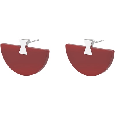 DOVETAIL卯时珠宝 新中式燕尾榫扇形天然红玛瑙耳钉红色榫卯耳饰