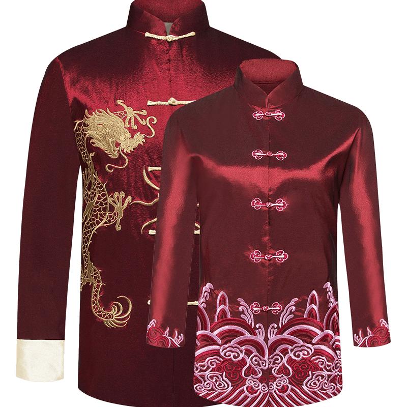 中老年人唐装女春季情侣套装爷爷奶奶老人过寿生日衣服中国风外套