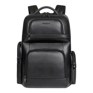 头层牛皮双肩包男士出差旅游商务时尚真皮背包男多功能高端电脑包