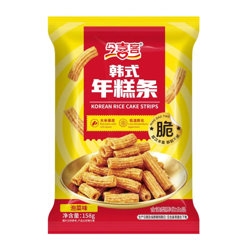 今喜客韩式年糕条泡菜味158g*3包居家办公室袋装膨化食品休闲零食