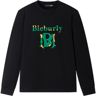 BM撞色字母潮牌卫衣男2025新款休闲长袖t恤男士打底衫内搭秋冬季