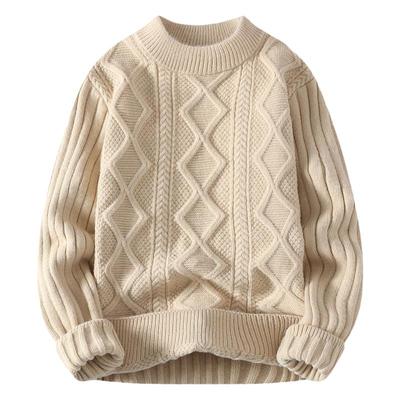 麻花半高领毛衣男冬季加厚