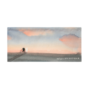 暖藻&张乐陆么么黑 艺术棉麻门帘免打孔厨房遮挡帘防油烟厕所帘子