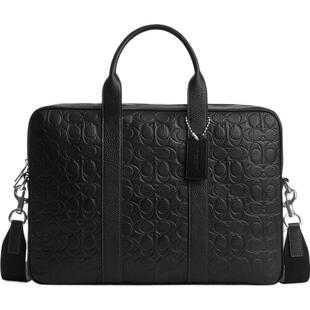 【新品】COACH/蔻驰奥莱男士黑色老花AUSTIN公文包斜挎包商务