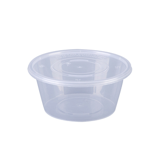 圆形1250ml一次性餐盒加厚塑料碗透明外卖打包盒便当双层饭盒带盖