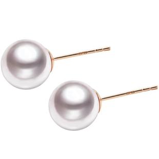 GiO珠宝 海水akoya小灯泡珍珠耳钉女18K金耳饰耳环素钉媲美天女级