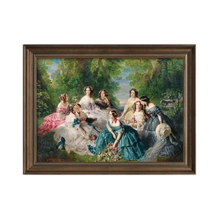 美式玄关装饰画宫廷人物油画客厅背景墙走廊挂画竖版欧式过道壁画