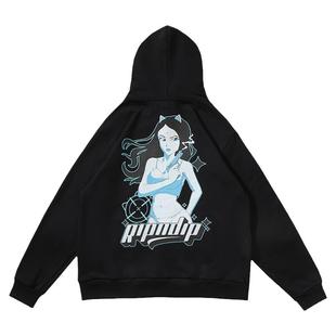 美国潮牌RIPNDIP中指贱猫卫衣男女情侣款性感杀手秋冬季加绒外套