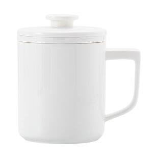 500毫升泡茶杯带盖带滤德化白瓷大容量马克杯水杯办公室功夫茶杯