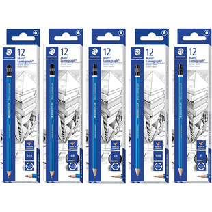 【自营】德国施德楼素描铅笔100蓝杆美术生绘图学生速写HB绘画工具套装碳笔2B不易断芯石墨炭笔画画入门软碳