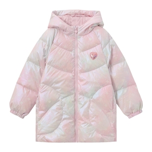 POLOWALK童装女童羽绒服鸭绒2025冬季新款羽绒中长款外套保暖上衣