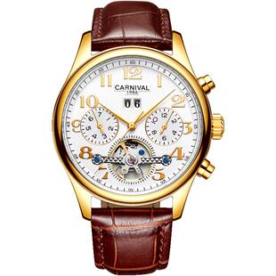 正品嘉年华男士手表纯机械表男款飞轮镂空全自动防水个性品牌男表