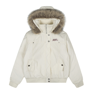 橘子树在哪儿美式毛领可拆连帽棉服外套女款秋冬保暖加厚短款棉衣