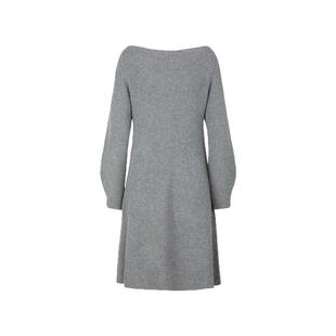 sdeer圣迪奥冬季女装圆领交叉拼接镂空针织连衣裙S224Z1245