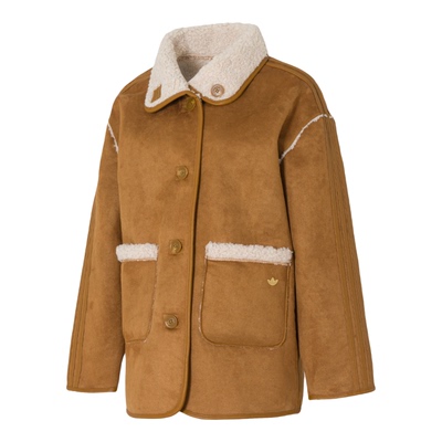 阿迪达斯双面穿仿羊羔绒外套女装2026春季新款宽松翻领夹克KT3145