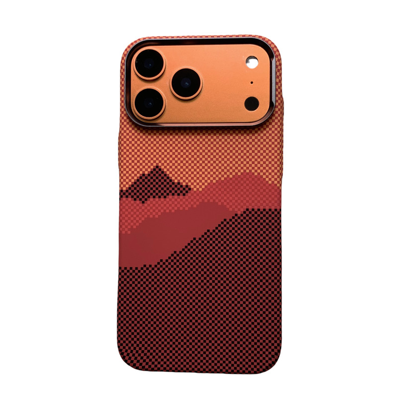 雪山河流格纹Magsafe磁吸适用iPhone17promax手机壳磁吸苹果15promax硬壳苹果16promax保护壳浮雕轻奢商务男