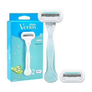 吉列维纳斯芦荟脱毛刀女士手动刮毛刀腋毛脱毛刀1刀架2刀头敏感肌