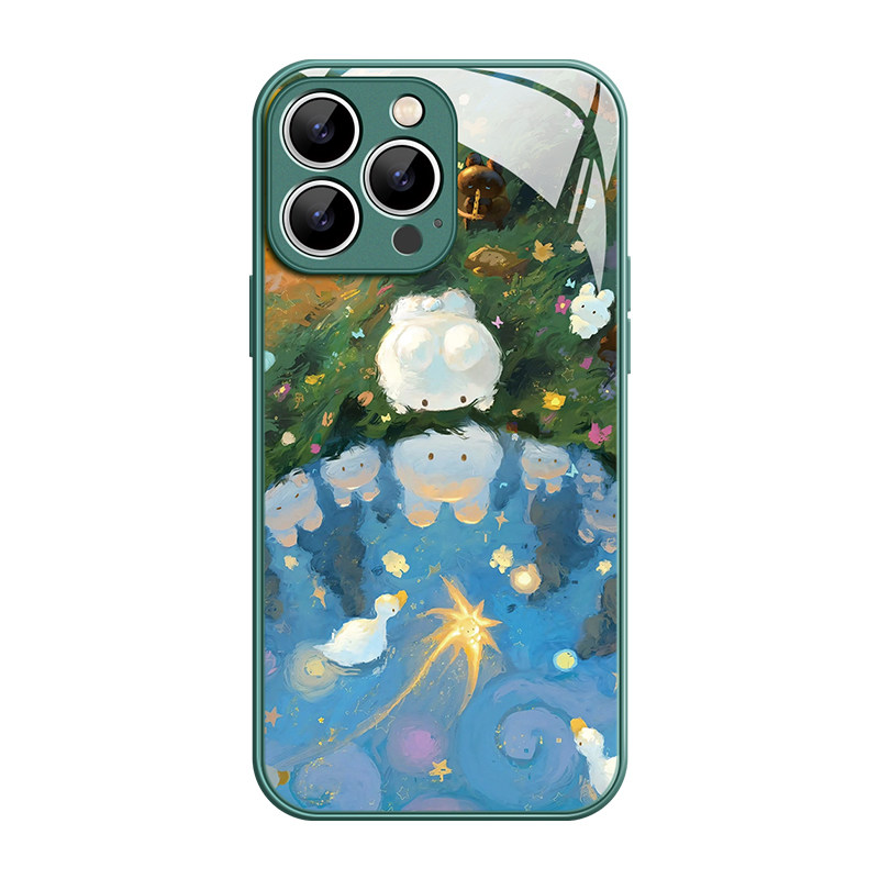 海上钢琴师~粉色夏天兔子油画适用iphone16promax手机壳新苹果15/14华为mate60pro软pura70全包Reno13玻璃s19
