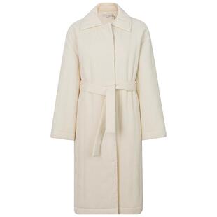 【折扣】INSPIRE STORIES白色腰带棉服长款肌理外套