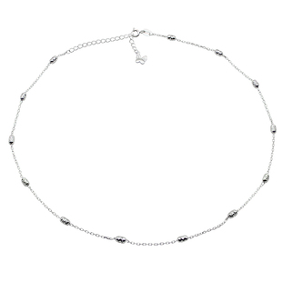 回馈! 白银色 波光粼粼 意大利进口雕花间隔珠 通体纯银轻奢项链